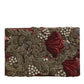 Dolce & Gabbana Maroon Gold Floral Jacquard Gold Frame Clutch Evening Purse Bag