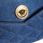 Versace Blue Quilted Denim Leather Top Handle Shoulder Bag