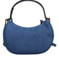 Versace Blue Quilted Denim Leather Top Handle Shoulder Bag