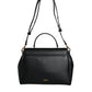 Versace Black Top Handle Grainy Calfskin Leather Crossbody Bag