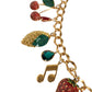 Dolce & Gabbana Gold Tone Brass Fruity Crystal Embellished Waist Chain Belt