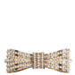 Dolce & Gabbana Gold Tone Brass Bow Crystal FauxPearl Embellished Brooch