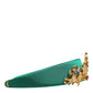 Dolce & Gabbana Green Silk Crystal Embellished Tiara Headband Crown Diadem