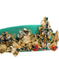 Dolce & Gabbana Green Silk Crystal Embellished Tiara Headband Crown Diadem