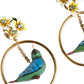 Dolce & Gabbana Gold Tone Brass Crystal Bird-in-Hoop Statement Earrings