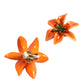 Dolce & Gabbana Orange Green Gold Brass Lily Flower Clip Floral Earrings