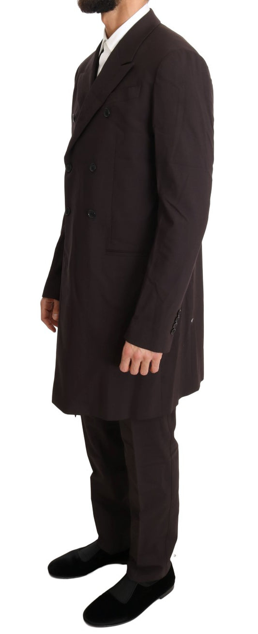 Dolce & Gabbana Bordeaux Wool Stretch Long 3 Piece Suit