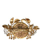 Dolce & Gabbana Gold Tone Brass Crystal Floral Hair Clip