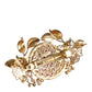 Dolce & Gabbana Gold Tone Brass Crystal Floral Hair Clip