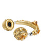 Dolce & Gabbana Gold Leather Floral Crystal Angel Headset Headphones