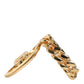 Dolce & Gabbana Gold Plated Open DG Logo Curb Chain Ring