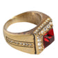 Dolce & Gabbana Gold Plated 925 Silver Red Crystal Ring