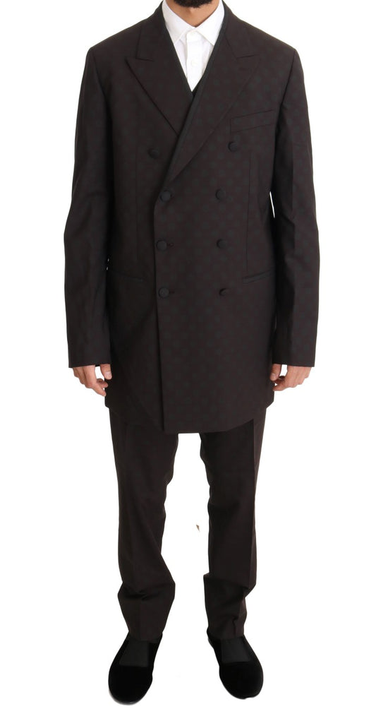 Dolce & Gabbana Bordeaux Wool Stretch Long 3 Piece Suit