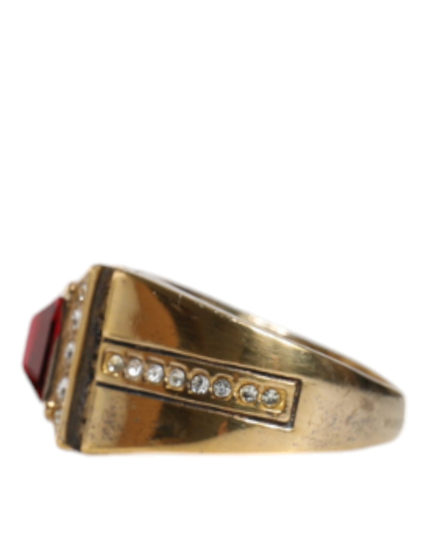 Dolce & Gabbana Gold Plated 925 Silver Red Crystal Ring