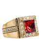 Dolce & Gabbana Gold Plated 925 Silver Red Crystal Ring