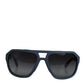 Dolce & Gabbana Blue Metal Frame Rubber Skin Polarized Mirror Lens Sunglasses