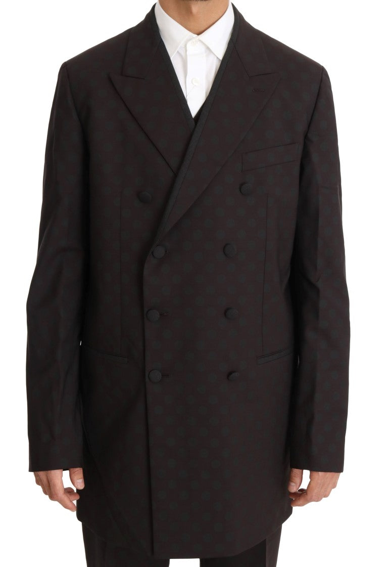 Dolce & Gabbana Bordeaux Wool Stretch Long 3 Piece Suit