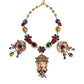 Dolce & Gabbana Gold Tone Brass Embellished Ball Chain Statement Necklace