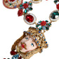 Dolce & Gabbana Gold Tone Brass Embellished Ball Chain Statement Necklace