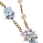 Dolce & Gabbana Gold Chain Brass Floral Layered Crystal Pearl Necklace