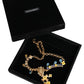 Dolce & Gabbana Gold Brass Chain Floral Crystal Cross Pendant Necklace