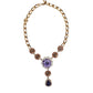 Dolce & Gabbana Gold Brass Crystal Purple Pink Pearl Pendants Necklace