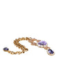 Dolce & Gabbana Gold Brass Crystal Purple Pink Pearl Pendants Necklace