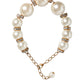 Dolce & Gabbana White Maxi Faux Pearl Beads Crystals Gold Chain Necklace