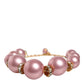 Dolce & Gabbana Pink Maxi Faux Pearl Beads Crystals Gold Chain Necklace