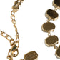 Dolce & Gabbana Gold Brass Link Chain Rose Petal Crystal Embellished Necklace