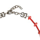 Dolce & Gabbana Silver Tone Brass Beaded Resin DG Logo Chain Necklace