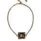 Dolce & Gabbana Gold Brass Chain Logo Sicily Pendant Necklace