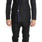 Dolce & Gabbana Gray Wool Blue Silk Double Breasted Suit