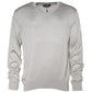 Dolce & Gabbana Off White Silk V-neck Long Sleeves Pullover Sweater