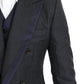 Dolce & Gabbana Gray Wool Blue Silk Double Breasted Suit