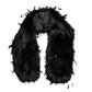 Dolce & Gabbana Black Fox Rooster Feathers Neck Warmer Scarf