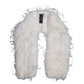 Dolce & Gabbana White Fox Rooster Feathers Neck Warmer Scarf