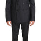 Dolce & Gabbana Gray Wool Silk Double Breasted Slim Suit