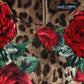 Dolce & Gabbana Brown Leopard Red Roses Cotton A-line Dress