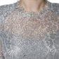 Dolce & Gabbana Silver Floral Lace Bodycon Sheath Midi Dress