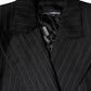 Dolce & Gabbana Black Striped Double Breasted Coat Jacket