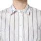 Dolce & Gabbana White Striped Collared Short Sleeve Polo Top