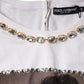 Dolce & Gabbana White Crystal Neckline Embellished Printed T-shirt