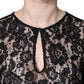 Dolce & Gabbana Black Floral Lace See Through Long Sleeve Top