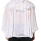 Dolce & Gabbana White Ruffles Lace Long Sleeve Blouse Top