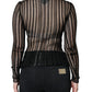 Dolce & Gabbana Black Stripe See Through Long Sleeves Top