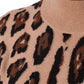 Dolce & Gabbana Beige Leopard Print Wool Turtleneck Top