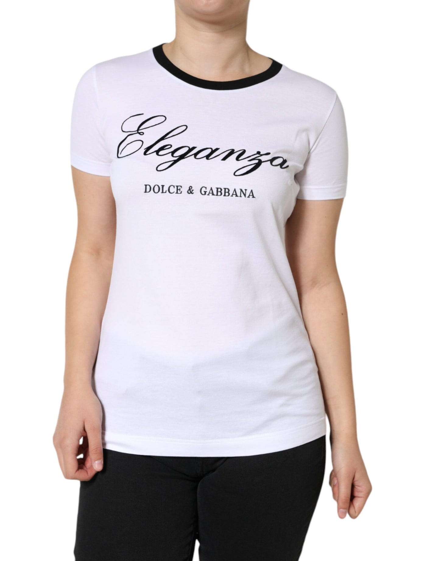 Dolce & Gabbana White Eleganza Print Short Sleeves T-shirt