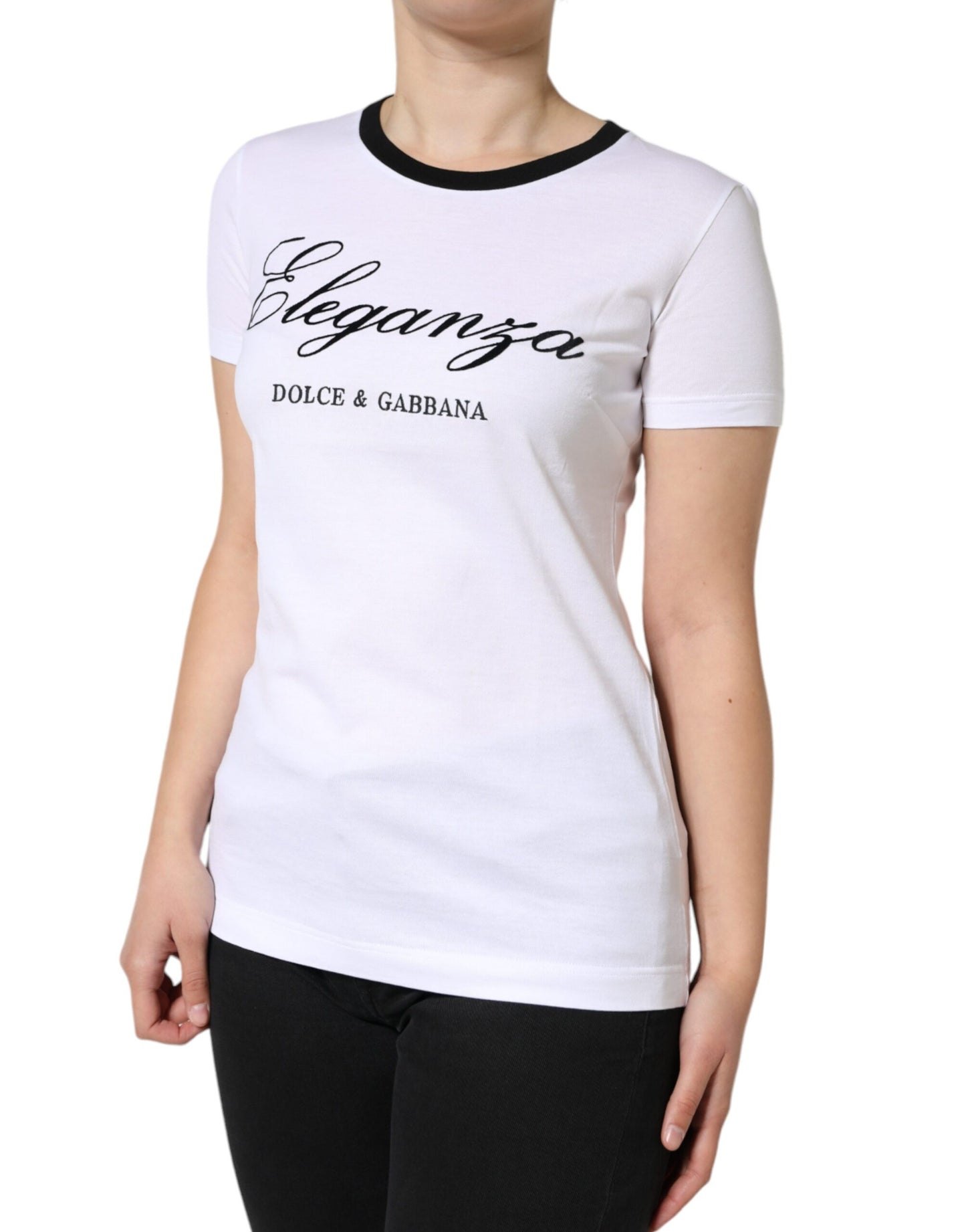 Dolce & Gabbana White Eleganza Print Short Sleeves T-shirt