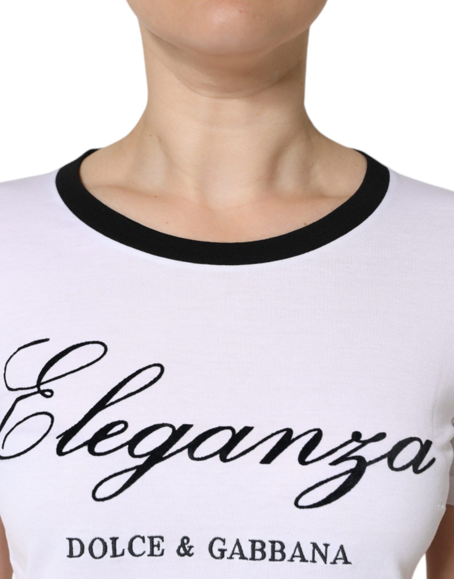 Dolce & Gabbana White Eleganza Print Short Sleeves T-shirt